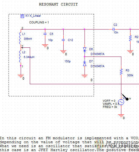 FM Modulator with VCO implemted with JFET Hartley ...