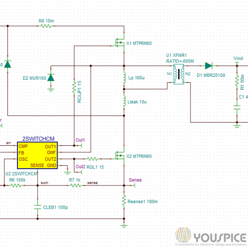 380W Two-Switch Flyback DC-DC Converter - YouSpice