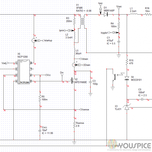 NCP1200 Low power universal Off-Line Supplies - YouSpice