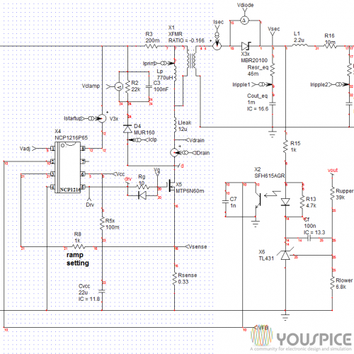 NCP1216 Flyback universal mains adapter - YouSpice