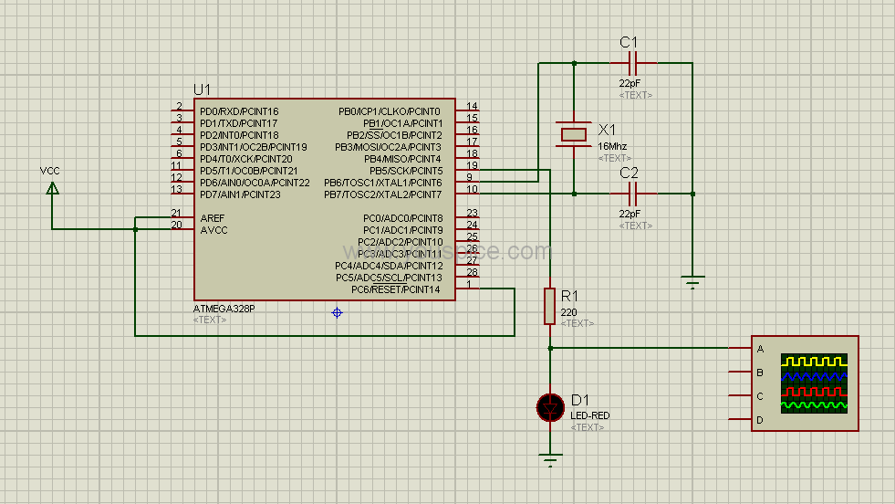 Simple project implemented with a microcontroller model